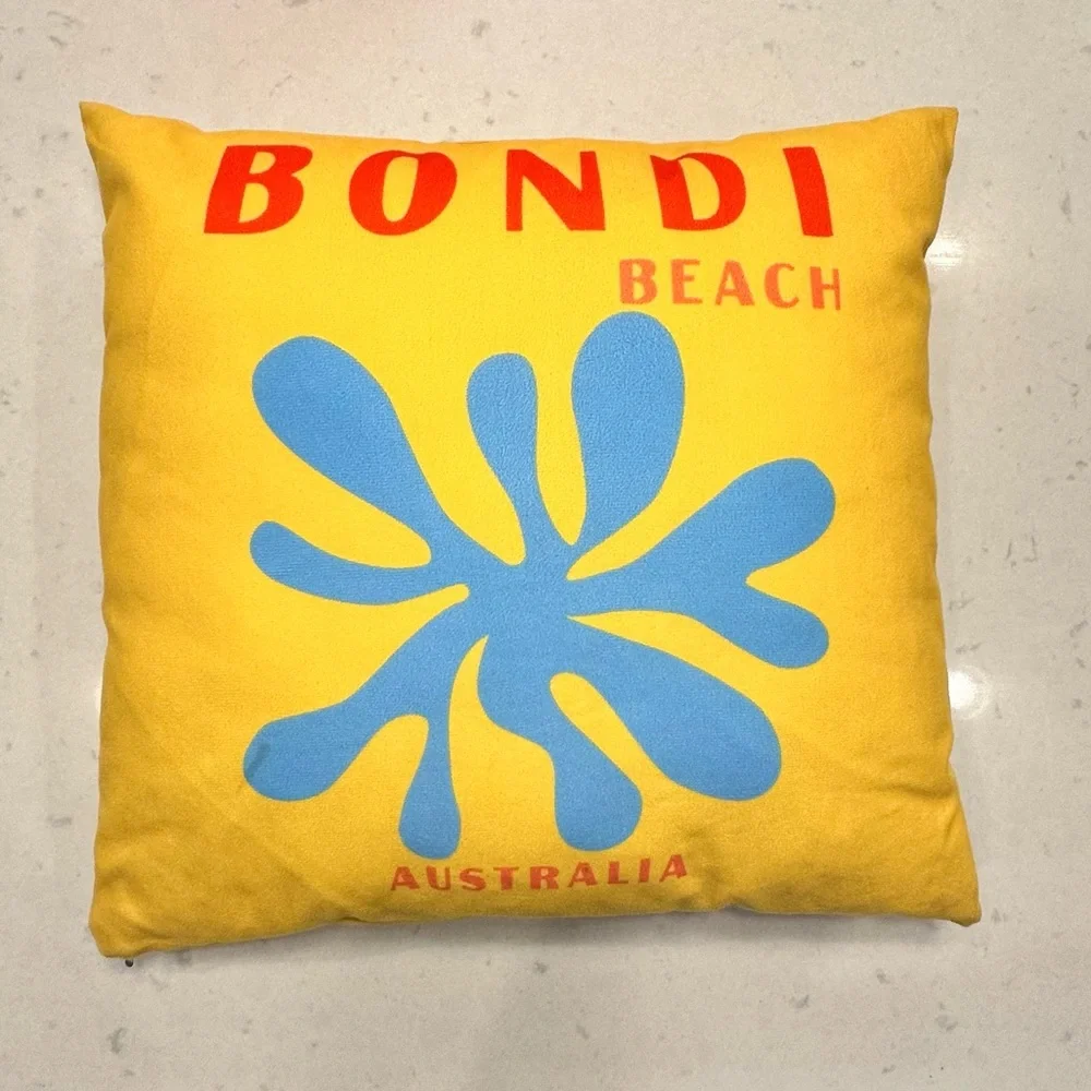 Set of 4 Decorative Miami Beach, Palm Beach, Bondi Beach & Mykonos Pillows